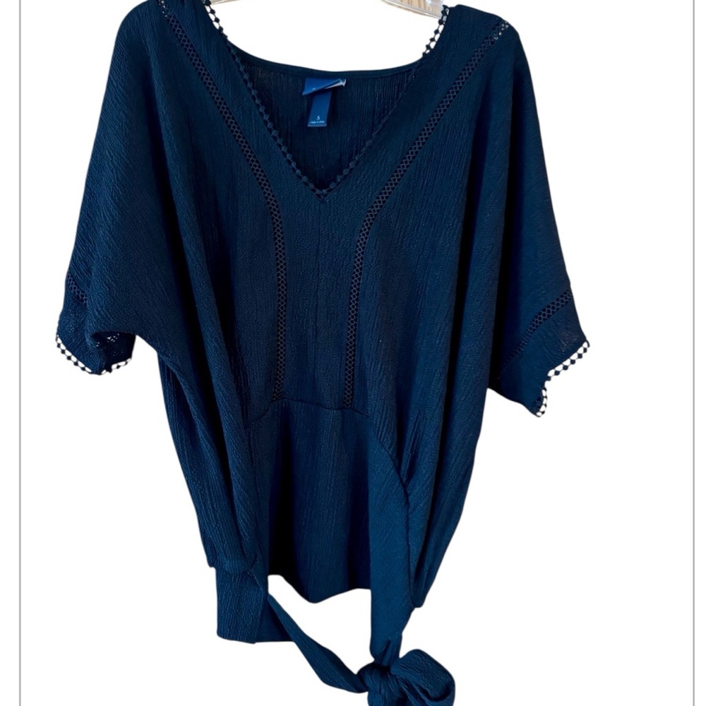 Daytrip Black Knit Top with Tie Detail